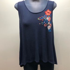 Anthropologie W5 tank top embroidered flower XL